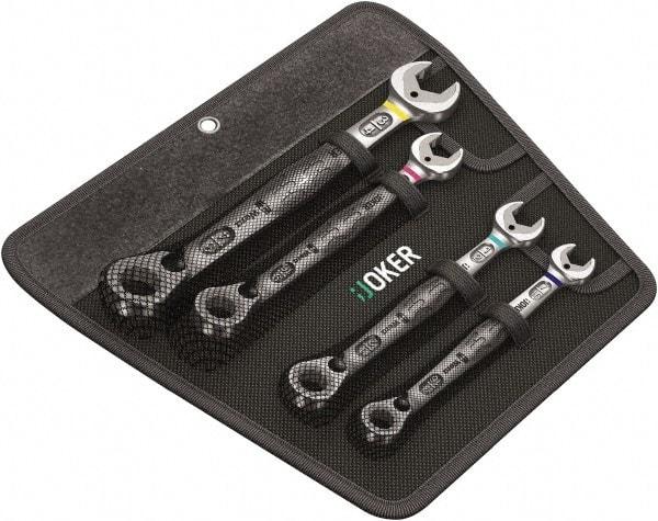 Wera - 4 Piece, 7/16" to 3/4", Combination Wrench Set - Inch Measurement Standard, Chrome Vanadium Finish, Comes in Nylon Pouch - All Tool & Supply