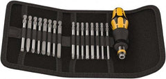 Wera - 17 Piece, 1/4" Drive Screwdriver Bit Set - #1, #2 & #3 Phillips, 3 to 6mm Hex, #1, #2 & #3 Pozidriv, 1.0x5.5mm Slotted - All Tool & Supply