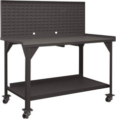 Durham - Louvered Panel Mobile Work Bench - Steel, Fixed Leg, Gray, 60" Long x 30" Deep x 30-1/4" High - All Tool & Supply