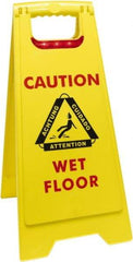 O-Cedar - Caution - Cuidado - Wet Floor - Piso Mojado, 12" Wide x 25" High, Plastic Floor Sign - English/Spanish, A-Frame, Red & Black on Yellow, For Accident Prevention - All Tool & Supply