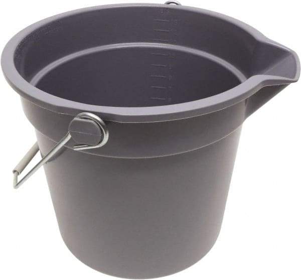 O-Cedar - 14 Qt, 11" High, Plastic Round Gray Single Pail with Pour Spout - Handle Included, 12" Top Diam - All Tool & Supply