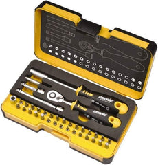 Felo - 36 Piece, 1/4" Drive Screwdriver Mini-Ratchet Bit Kit - #0 to #3 Phillips, 2 to 6mm Hex, T5 to T40 Torx, #1, #2 & #3 Pozidriv, 1/8, 5/32, 3/16, 7/32, 1/4 & 9/32" Slotted - All Tool & Supply