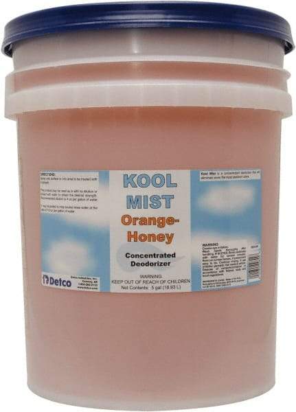 Detco - 5 Gal Pail Deodorizer - Liquid, Orange-Honey Scent, Concentrated, Environmentally Safe - All Tool & Supply