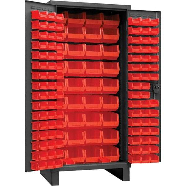 Durham - 132 Bin Storage Cabinet - Steel, 36" Wide x 24" Deep x 78" High, Gray - All Tool & Supply