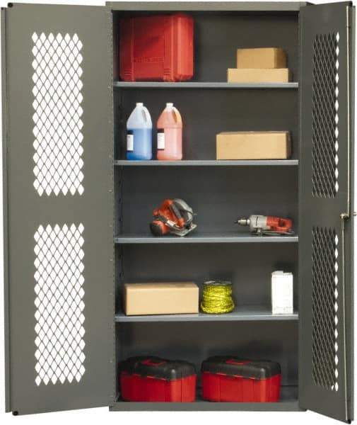 Durham - 4 Shelf Locking Storage Cabinet - Steel, 36" Wide x 24" Deep x 72" High, Gray - All Tool & Supply