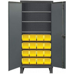 Durham - 3 Shelf 16 Bin Storage Cabinet - Steel, 36" Wide x 24" Deep x 78" High, Gray - All Tool & Supply