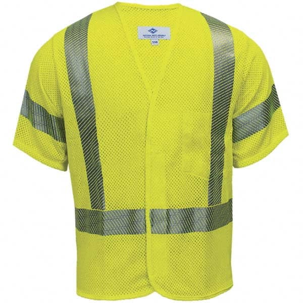 National Safety Apparel - Size S Flame Resistant/Retardant Yellow Mesh Public Safety High Visibility Vest - Exact Industrial Supply