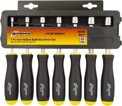 Bondhus - 7 Piece 3/16 to 1/2" Nutdriver Set - Hollow Shaft, Ergonomic Handle - All Tool & Supply