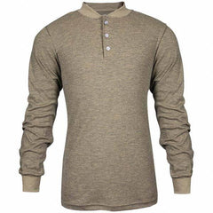 National Safety Apparel - Size 2XL Tan Flame Resistant/Retardant Long Sleeve T-Shirt - Exact Industrial Supply