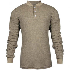 National Safety Apparel - Size M Tan Flame Resistant/Retardant Long Sleeve T-Shirt - Exact Industrial Supply