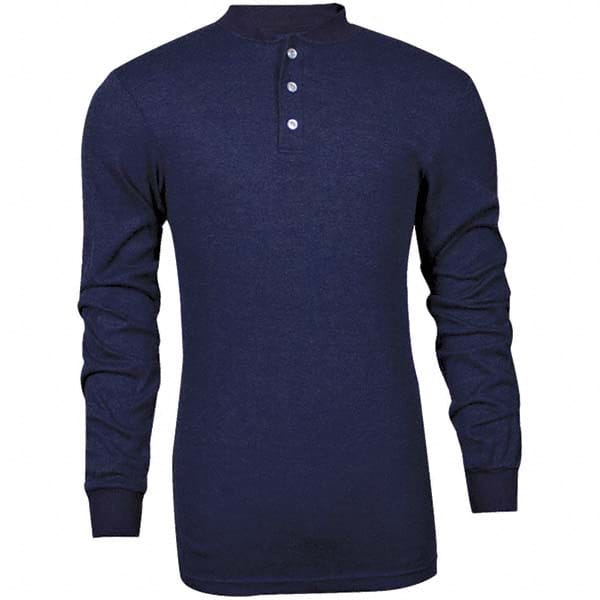 National Safety Apparel - Size S Navy Blue Flame Resistant/Retardant Long Sleeve T-Shirt - Exact Industrial Supply