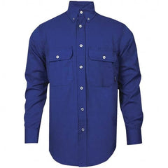 National Safety Apparel - Size S Royal Blue Flame Resistant/Retardant Long Sleeve Button Down Shirt - Exact Industrial Supply