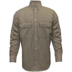 National Safety Apparel - Size 3XL Tan Flame Resistant/Retardant Long Sleeve Button Down Shirt - Exact Industrial Supply