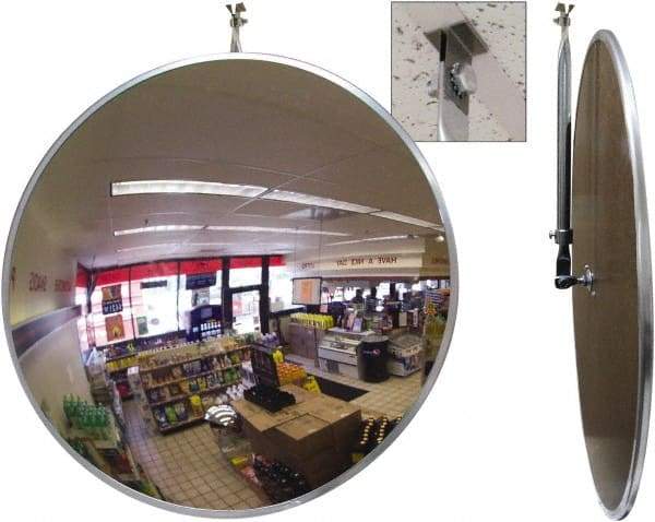 Se-Kure Domes&Mirrors - Indoor Round Convex Safety, Traffic & Inspection Mirrors - Acrylic Lens, Hardboard Backing, 26" Diam, 26' Max Covered Distance - All Tool & Supply