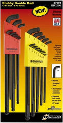 Bondhus - 22 Piece, L-Wrench Ball End Hex Key Set - 0.05 to 3/8" Range, 3.16" OAL, - All Tool & Supply