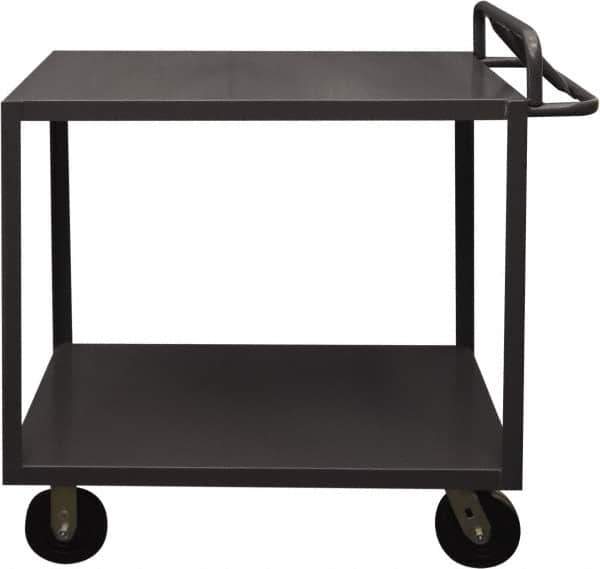 Durham - 3,600 Lb Capacity, 18" Wide x 36" Long x 37-5/8" High Service Cart - 2 Shelf, Steel, 2 Rigid/2 Swivel Casters - All Tool & Supply