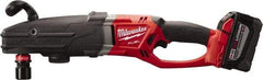 Milwaukee Tool - 18 Volt 7/16" Chuck Right Angle Handle Cordless Drill - 0-350; 0-950 RPM, Reversible, 2 Lithium-Ion Batteries Included - All Tool & Supply