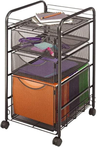 Safco - 15-3/4" Wide x 17" Long x 27" High File Cart - 3 Drawer, 1 Shelf, Steel - All Tool & Supply