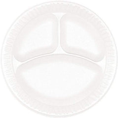 DART - Concorde Foam Plate, 3-Comp, 9" dia, 125/Pack, 4 Packs/Carton - White - All Tool & Supply