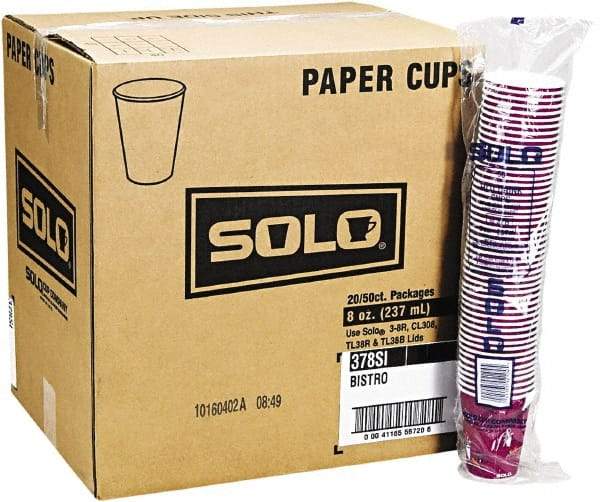 Solo - Bistro Design Hot Drink Cups, Paper, 12 oz, 50/Bag, 20 Bags/Carton - Maroon - All Tool & Supply