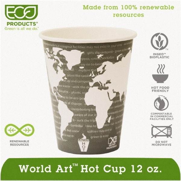 ECO PRODUCTS - World Art Renewable Compostable Hot Cups, 12 oz, 50/PK, 20 PK/CT - World Art Design - All Tool & Supply