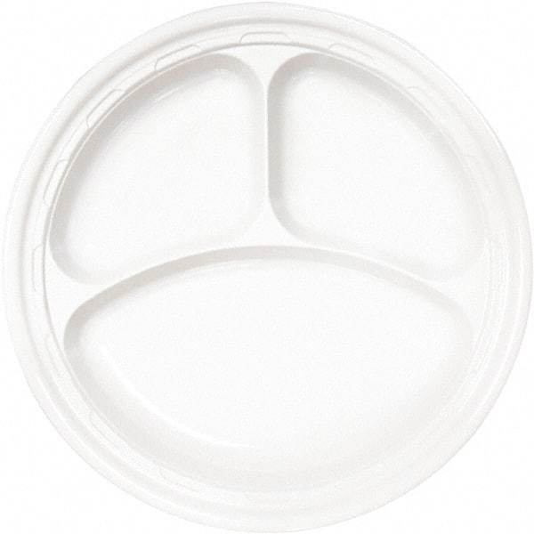 DART - Famous Service Plastic Dinnerware, Plate, 3-Comp, 10-1/4" Diam - White - All Tool & Supply