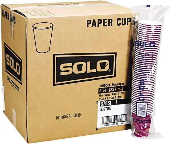 Solo - Bistro Design Hot Drink Cups, Paper, 10 oz, 1000/Carton - Maroon - All Tool & Supply