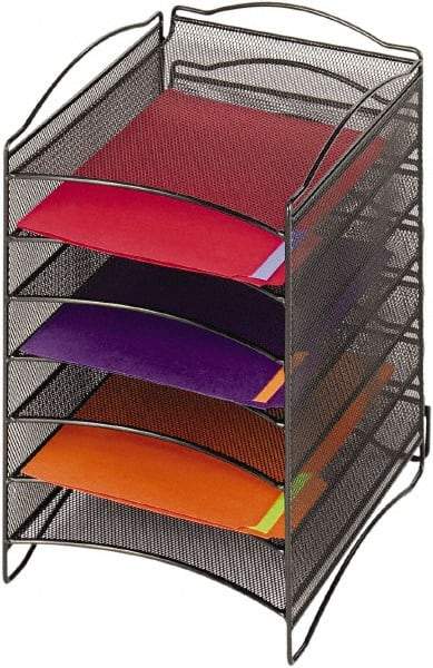 Safco - 10-1/4" Wide x 12-3/4" Deep x 15-1/4" High, 6 Compartments, Steel Desk Top Organizer - Black, 9-1/2" Compartment Width x 1" Compartment Depth x 12" Compartment Height - All Tool & Supply