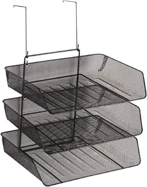 FELLOWES - 11-1/8" Wide x 14" Deep x 14-3/4" High, 3 Compartments, Wire Mesh 3 Tier Organizer - Black, 9" Compartment Width x 6" Compartment Depth x 12" Compartment Height - All Tool & Supply