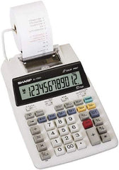 Sharp - LCD Printing Calculator - 5-7/8 x 8-7/8 Display Size, White, AC & Battery Powered, 3" Long x 6.4" Wide - All Tool & Supply