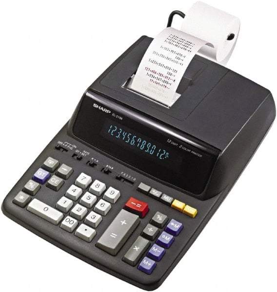 Sharp - Fluorescent Printing Calculator - 8-5/8 x 12-7/8 Display Size, Black, AC Powered, 4" Long x 9.6" Wide - All Tool & Supply