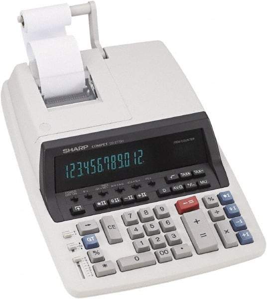 Sharp - Fluorescent Printing Calculator - 17mm Display Size, Light Gray, AC Powered, 12-1/2" Long x 8-3/4" Wide - All Tool & Supply