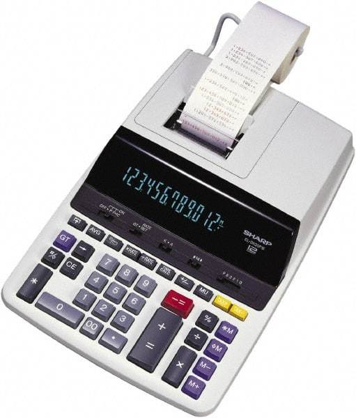 Sharp - Fluorescent Printing Calculator - 17mm Display Size, Light Gray, AC Powered, 16.1" Long x 10" Wide - All Tool & Supply