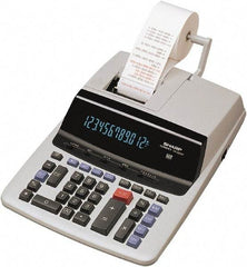 Sharp - Fluorescent Printing Calculator - 9-7/8 x 13-5/8 Display Size, Light Gray, AC Powered, 4-1/2" Long x 10-5/8" Wide - All Tool & Supply