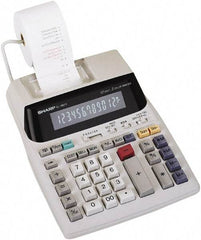 Sharp - Fluorescent Printing Calculator - 7-5/8 x 10-1/8 Display Size, Light Gray, AC Powered, 3-7/16" Long x 8-3/8" Wide - All Tool & Supply