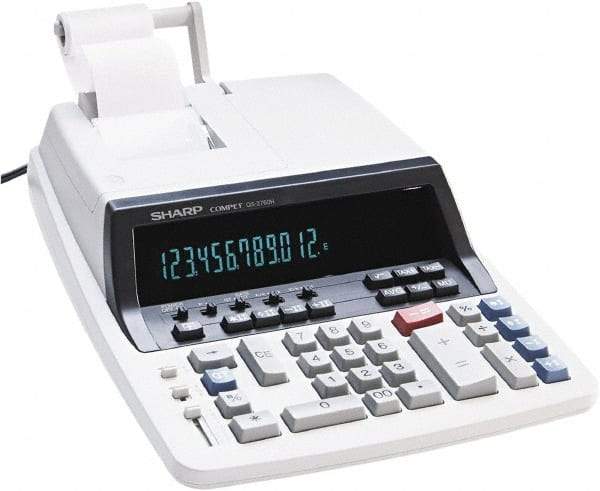 Sharp - Fluorescent Printing Calculator - 17mm Display Size, White, AC Powered, 12-1/2" Long x 9.63" Wide - All Tool & Supply