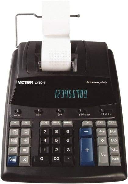 Victor - Fluorescent Printing Calculator - 8-1/2 x 12-1/4 Display Size, Black, AC Powered, 15.6" Long x 10-1/2" Wide - All Tool & Supply