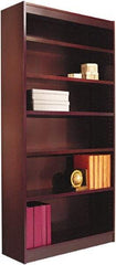 ALERA - 6 Shelf, 72" High x 35-5/8" Wide Bookcase - 11-1/2" Deep, Wood Veneer, Mahogany - All Tool & Supply