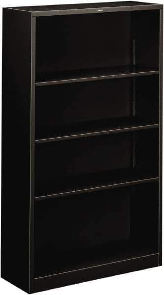 Hon - 4 Shelf, 59" High x 34-1/2" Wide Bookcase - 11-3/4" Deep, Steel, Black - All Tool & Supply