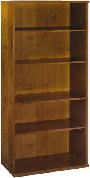 Bush Business Furniture - 5 Shelf, 72-7/8" High x 35-3/4" Wide Bookcase - 15-3/8" Deep, Laminate Over Wood, Natural Cherry - All Tool & Supply