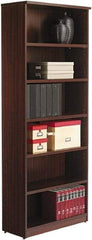 ALERA - 6 Shelf, 80-3/8" High x 31-3/4" Wide Bookcase - 14" Deep, Woodgrain Laminate, Mahogany - All Tool & Supply