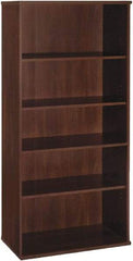 Bush Business Furniture - 5 Shelf, 72-7/8" High x 35-5/8" Wide Bookcase - 15-3/8" Deep, Laminate Over Wood, Hansen Cherry - All Tool & Supply