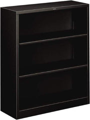 Hon - 3 Shelf, 41" High x 34-1/2" Wide Bookcase - 12-5/8" Deep, Steel, Black - All Tool & Supply