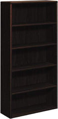 Hon - 5 Shelf, 71" High x 36" Wide Bookcase - 12-5/8" Deep, Laminate, Mahogany - All Tool & Supply