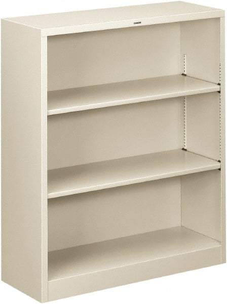 Hon - 3 Shelf, 41" High x 34-1/2" Wide Bookcase - 11-5/8" Deep, Steel, Light Gray - All Tool & Supply