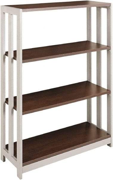 Linea Italia - 3 Shelf, 43-1/4" High x 31-1/2" Wide Bookcase - 11-1/2" Deep, Woodgrain Laminate, Mocha - All Tool & Supply