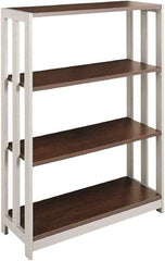 Linea Italia - 3 Shelf, 43-1/4" High x 31-1/2" Wide Bookcase - 11-1/2" Deep, Woodgrain Laminate, Mocha - All Tool & Supply