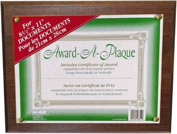 Nudell - Walnut Document Holders-Certificate/Document - 11" High x 8-1/2" Wide - All Tool & Supply