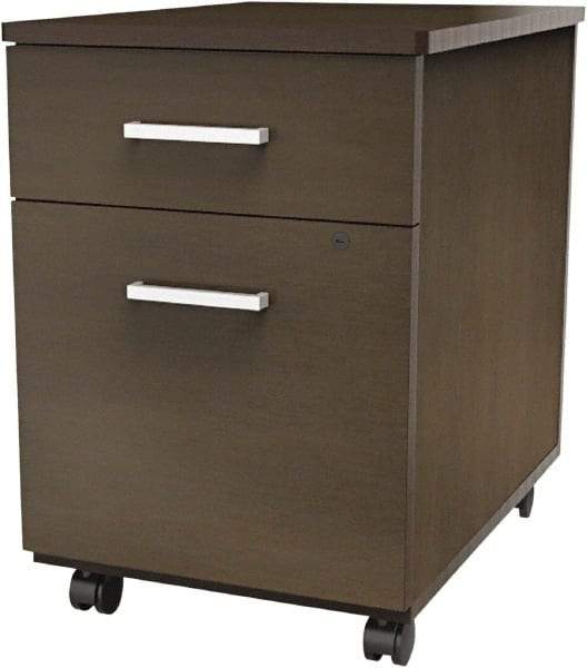 Linea Italia - 16-1/2" Wide x 23-5/8" High x 19-3/4" Deep, 2 Drawer Pedestal - Laminate, Mocha - All Tool & Supply