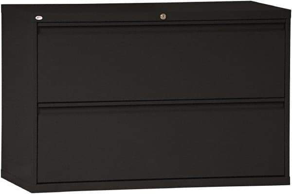 ALERA - 42" Wide x 28-3/8" High x 19-1/4" Deep, 2 Drawer Lateral File - Steel, Black - All Tool & Supply